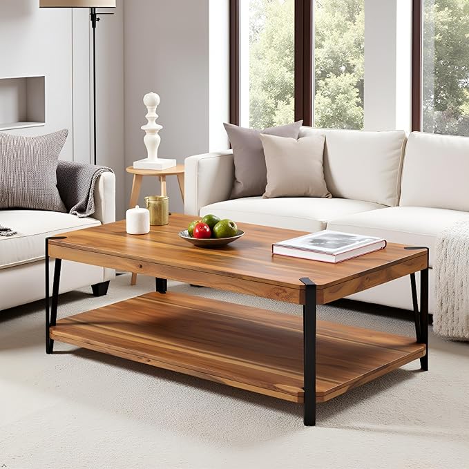 Alaterre Furniture Ryegate 48" Live Edge Wood Coffee Table â€“ Solid Acacia - Image 2