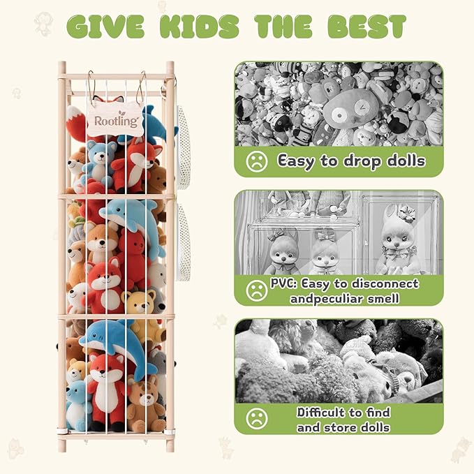 Stuffed Animal Storage & Organizer, 54 inch Tall Wooden Cute Zoo Toy Holder - Image 6