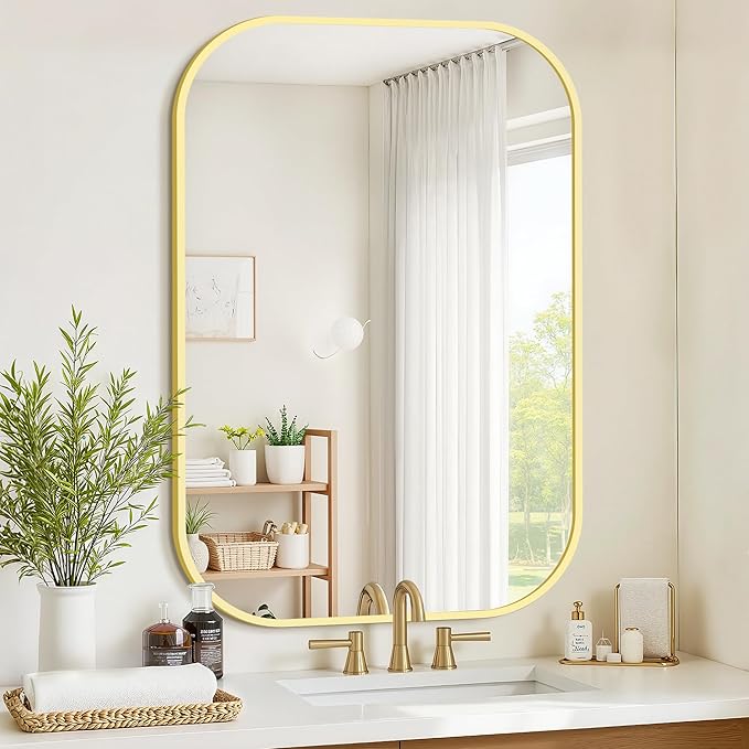 Bathroom Mirrors for Over Sink, 28x40 Gold Vanity Mirror for Bathroom Sink by Unknown