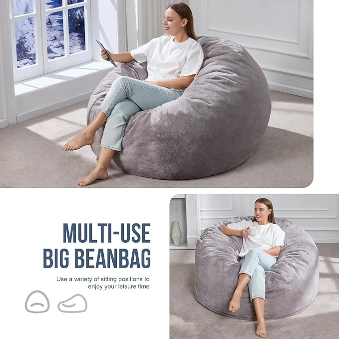 Hobestluk 4ft Bean Bag Chairs for Adults Large Beanbag Chair - Image 5