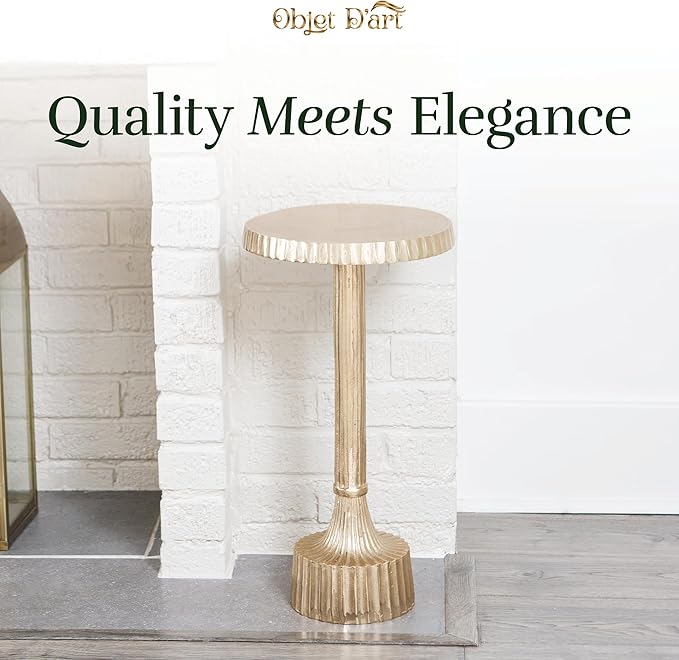 OBJET D'ART Small Round Gold End Tables, Vintage Metal Accent, Coctail and - Image 3