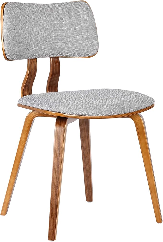 Armen Living Jaguar Mid-Century Dining Chair in Walnut Wood and Gray Fabric - Image 5