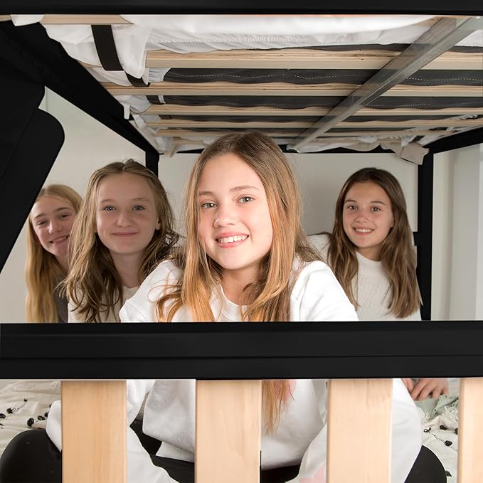 Max & Lily Bunk Bed, Scandinavian Modern Bunk Bed, Solid Wood Twin Over Full - Image 6
