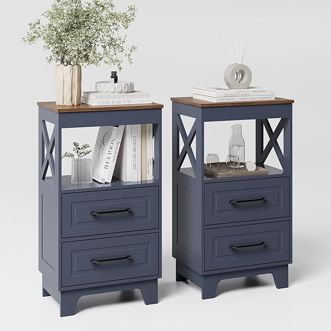 Tall Nightstand Set of 2 Side Table by ZYKZYKHOME