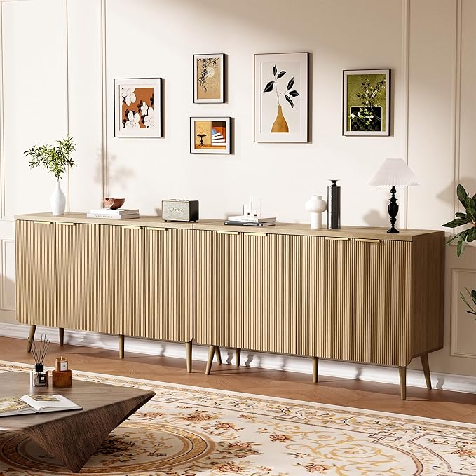 Sideboard Buffet Cabinet with Storage, 4 Doors Wood Entryway Cabinet, Modern - Image 7
