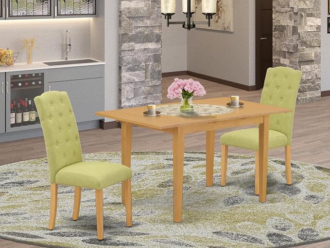 East West Furniture NOCE3-OAK-07 3 Piece Dining Set Contains a Rectangle Dining - Image 6