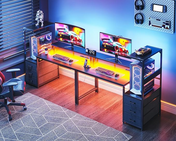 AODK 52 Inch Gaming Desk with USB Charging Ports & LED Light- Reversible - Image 8