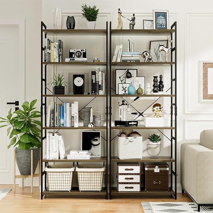 NUMENN 6 Tier Bookshelf, Tall Bookcase Shelf Storage Organizer, Modern Book - Image 4