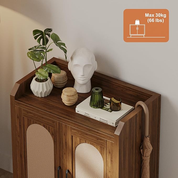 Shoe Cabinet Storage for Entryway, Natural Rattan Storage Cabinet, Wooden Shoe - Image 7