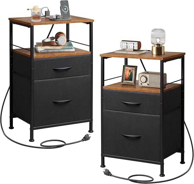 WLIVE Nightstands Set of 2, Night Stand Set 2 by WLIVE