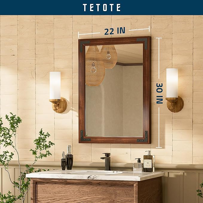 TETOTE 22 x 30 Walnut Wood Mirror - Image 7