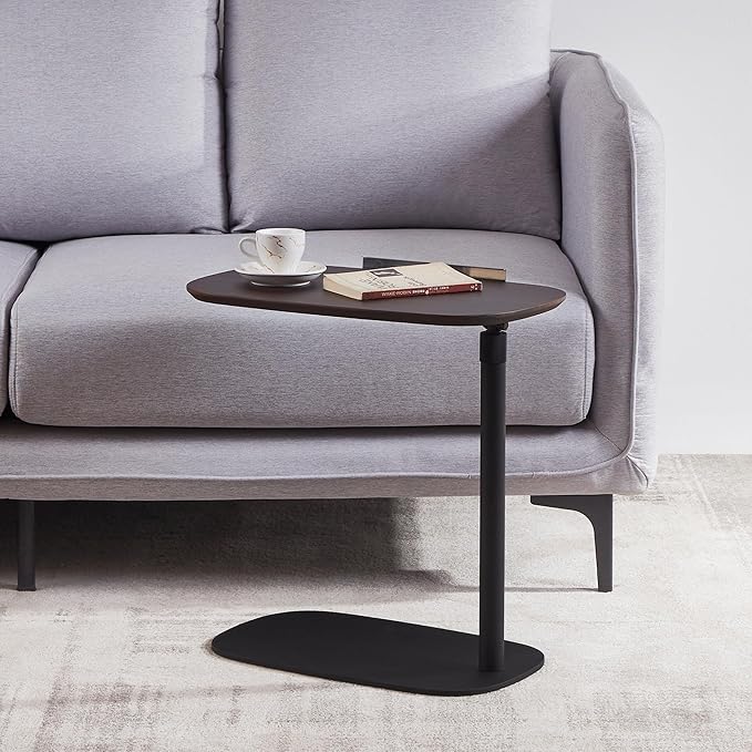 COZYMATIC Amarian C-Shaped Side Table, Wood Sofa Table by COZYMATIC