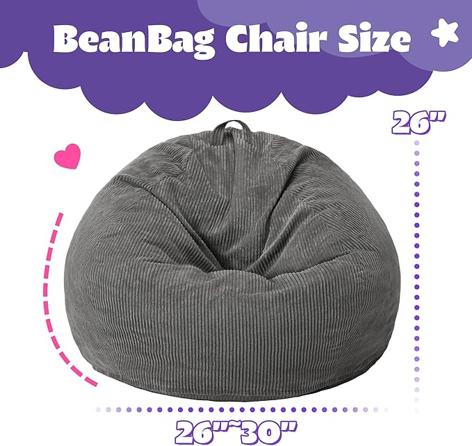 HABUTWAY 2 FT Bean Bag Chair, Giant Bean Bag Chairs, Big Bean Bags - Image 2