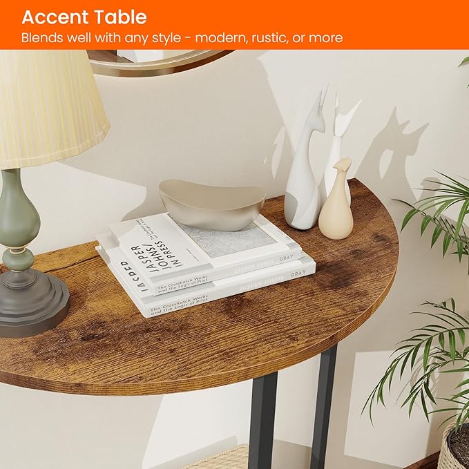 Homode Half Moon Table, Small Entryway Table, Half Round Entry Table, Narrow - Image 6