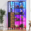 Corner Bookshelf with LED Light Strips & 4 Fabric Drawers, 5-Tier Convertible by Unknown