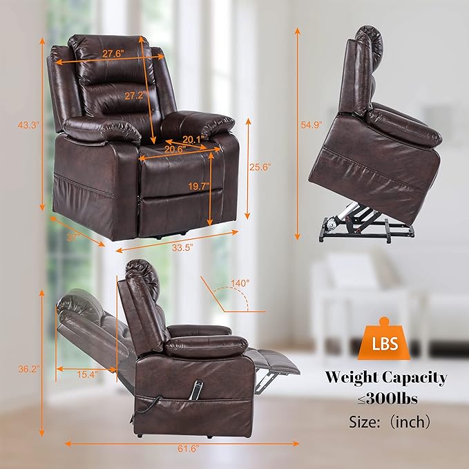 S*MAX Lift Chairs Recliners for Elderly Power Recliner Chairs Full Air Leather - Image 2