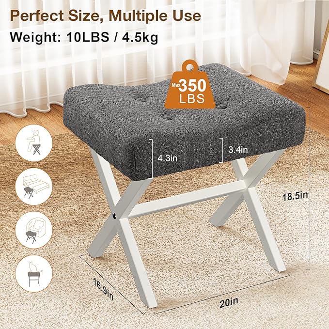 18-Inch Large Vanity Stool Chair, Vanity Bench - Image 3