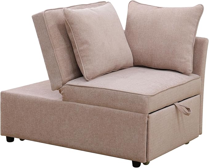 Sleeper Sofa, 4-in-1 Convertible Ottoman Couch Bed, Modern Sackcloth Futon Sofa - Image 4