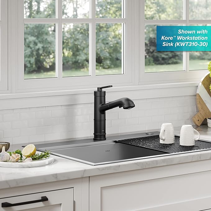 KRAUS Allyn Pull-Out Single Handle Kitchen Faucet in Matte Black, KPF-4103MB - Image 3