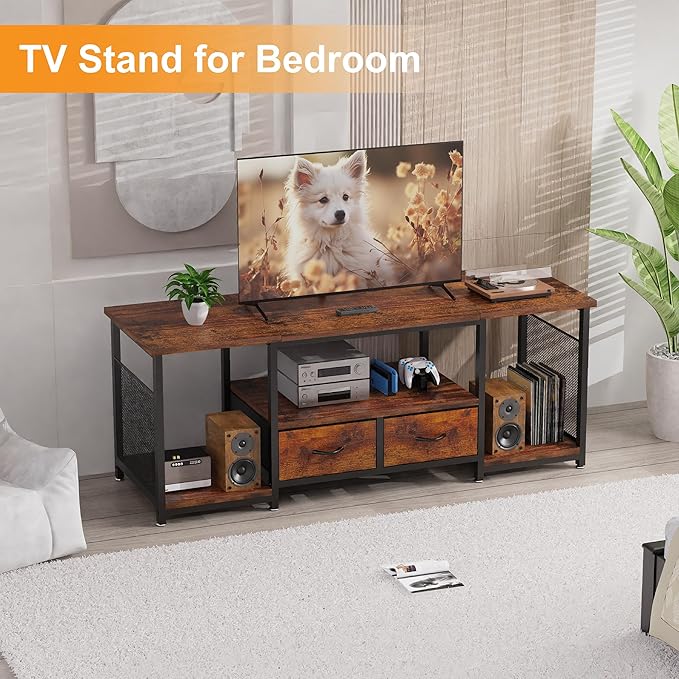 TV Stand with Drawers and Open Storage Shelves - Image 7