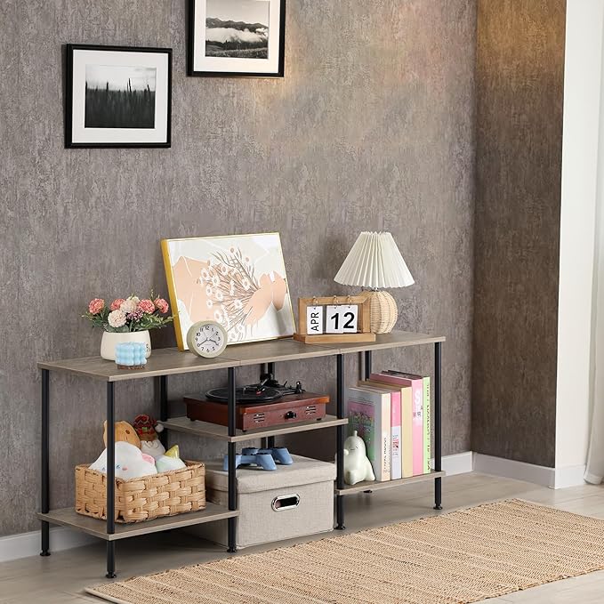50 Inch TV Stand for Bedroom Rustic Grey Entertainment Center - Image 6