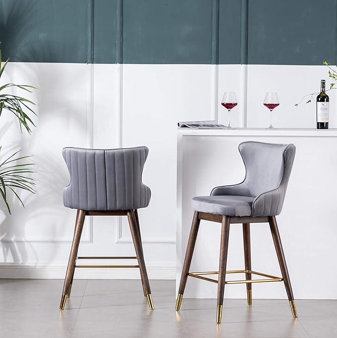 Roundhill Furniture Leland Fabric Upholstered Counter Height Wingback Stools - Image 7