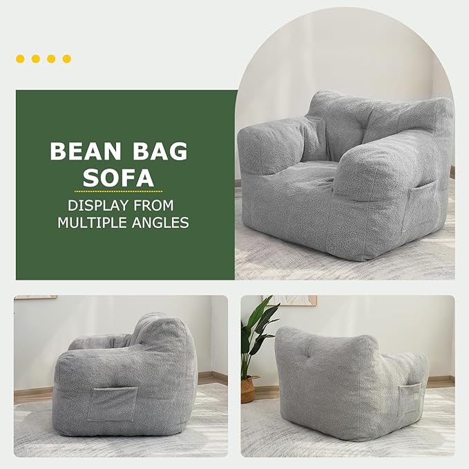 HIGOGOGO Giant Bean Bag Chairs for Adults, Big Comfy Chair Sofa for Bedroom - Image 4