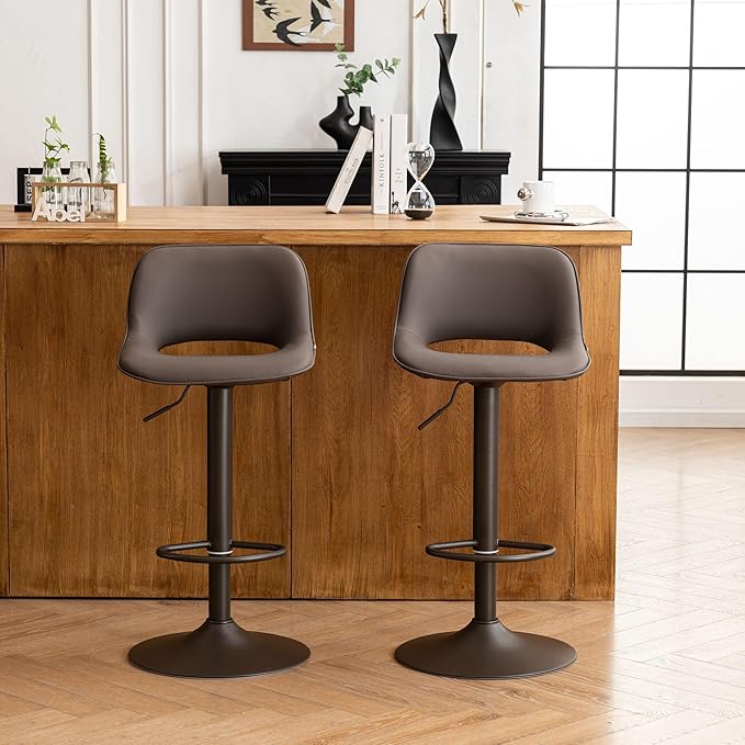 YOUNIKE Bar Stools Set of 2 Modern Swivel Barstools, Adjustable Counter Height - Image 9