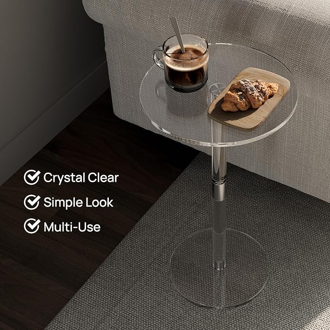 HMYHUM Acrylic Drink Table for Small Spaces, 11.8" L x 11.8" W x 21.3" H - Image 5