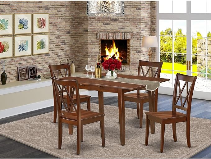 East West Furniture PSCL5-MAH-W 5 Piece Dining Room Table Set Includes a - Image 6
