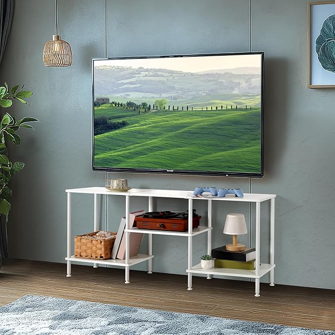 White TV Stand with Storage for 50 Inch TV Modern Entertainment Center with - Image 7