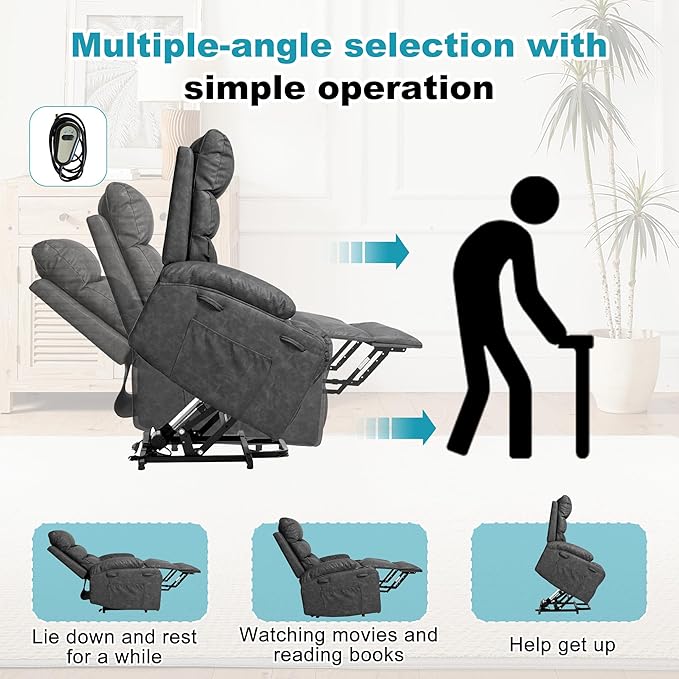 Recliner Chair Power Lift Massage Chair Full Body 21" Large Size Electric - Image 6