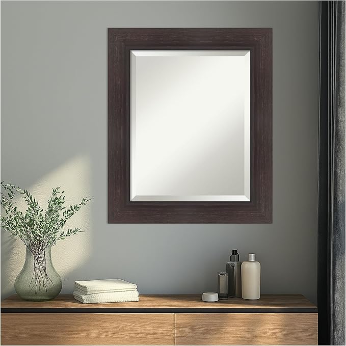 Amanti Art Brown Wall Mirror 26x22 Sloped Espresso Rectangle Bathroom Mirror - Image 5