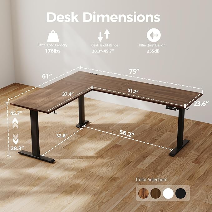 Agilestic 75 Inch L Shaped Standing Desk Adjustable Height, Corner Standing Desk - Image 2