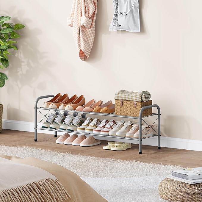 Hoctieon 2 Tier Shoe Rack for Closet, Durable Mesh Style Shoe Rack, Entryway - Image 5