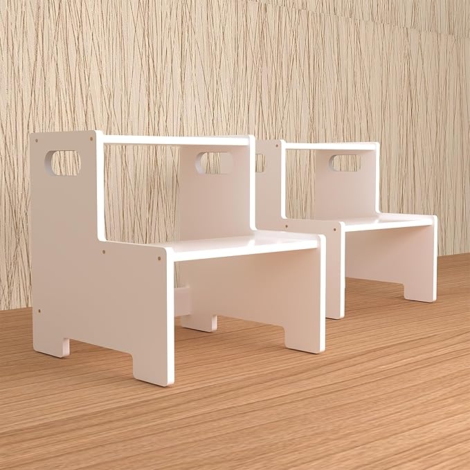 Wooden Step Stool for Kids/Adults, Supports 300 lbs Kids Toddler Stepping Stool by WIIFO