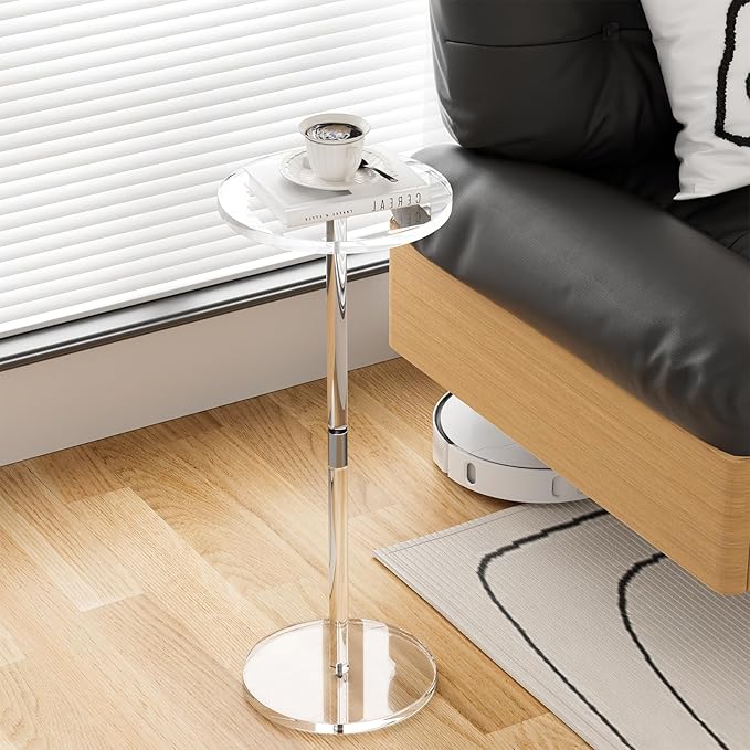 Acrylic Drink Table for Small Spaces, Round End Table for Living Room, Easy - Image 2
