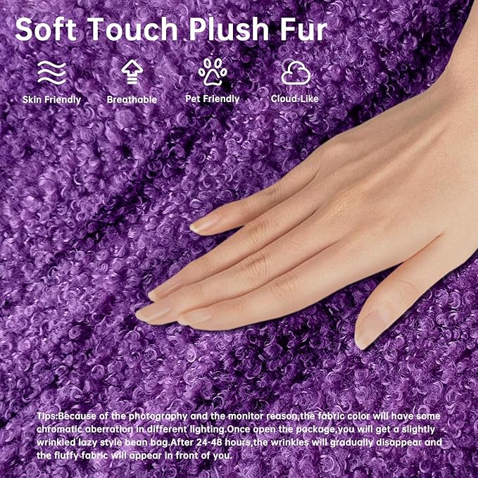 Bean Bag Chairs for Adults, Memory Foam Couch Loveseat Sofa Chair, Soft Teddy - Image 3