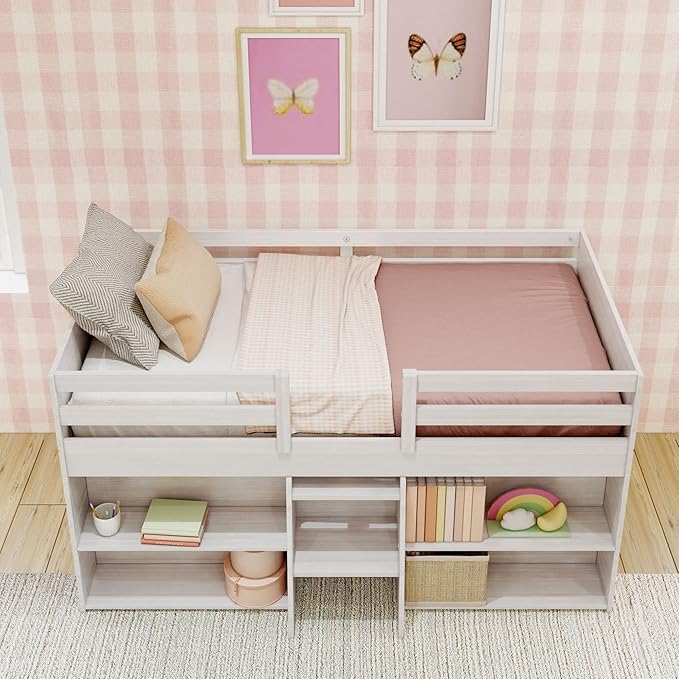 Max & Lily Modern Farmhouse Low Loft Bed, Twin Bed Frame - Image 7