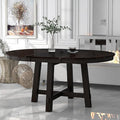 Farmhouse Style Expandable Round to Oval Dining Table by Unknown
