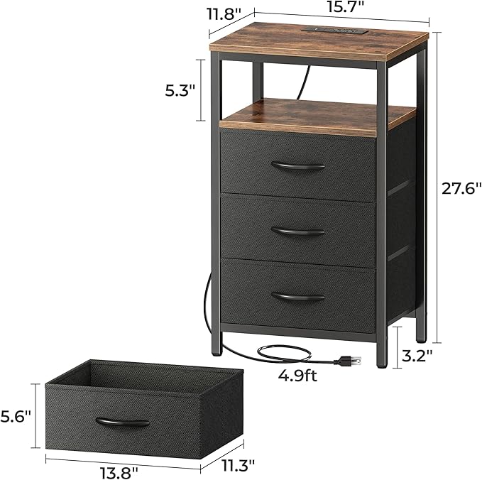 Huuger Nightstands Set of 2, 27.6 Inch End Tables - Image 9