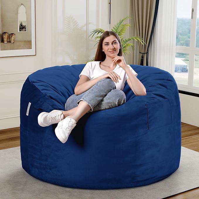 HABUTWAY Bean Bag Chair 3Ft Luxurious Velvet Ultra Soft Fur - Image 2