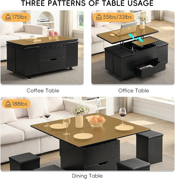 Merax Multi-Functional Lift-Top Coffee Table - Image 7