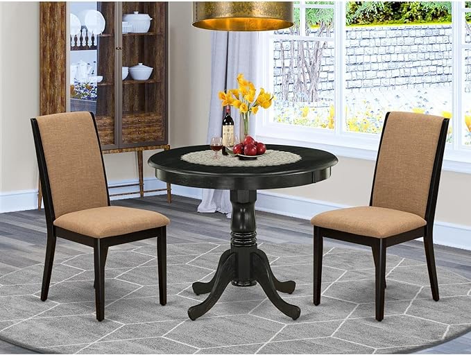 East West Furniture ANLA3-ABK-47 3 Piece Dining Room Furniture Set Contains a - Image 6
