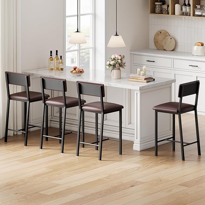 Garvee Bar Stools Set of 4, Kitchen Barstools - Image 3