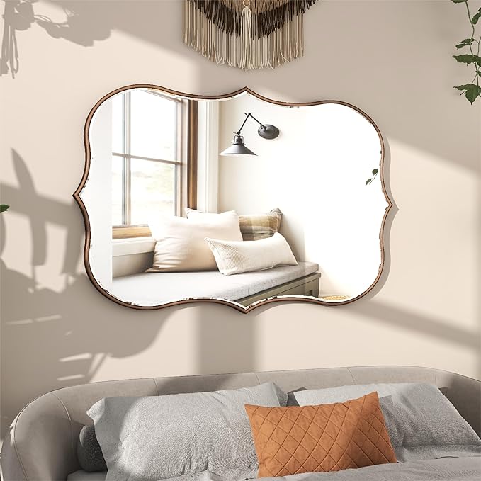 SHYFOY Antique Gold Mirrors for Wall Decor Decorative Wall Mirror Large 25" L x - Image 9