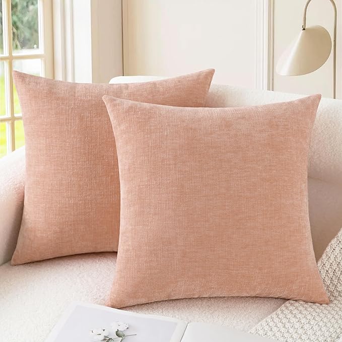 CaliTime Throw Pillow Covers Decorative 24 X 24 Inches Pack of 2 Cozy Chenille by CaliTime
