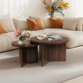 Round Nesting Coffee Tables Set of 2, Modern Stacking Table by QuicMiou