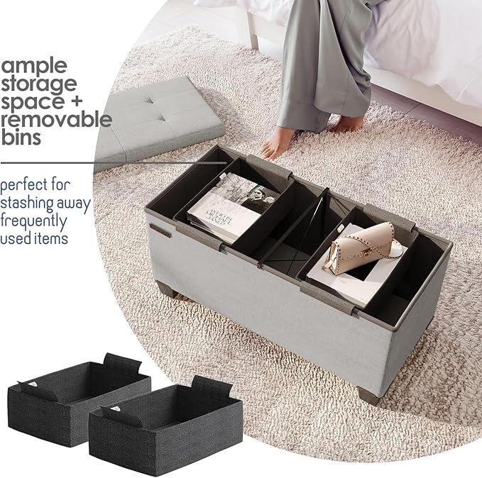 STORAGEBUD Storage Ottoman Bench - Image 3