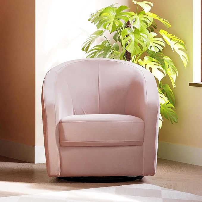 babyletto Madison Swivel Glider in Blush Pink Velvet - Image 2